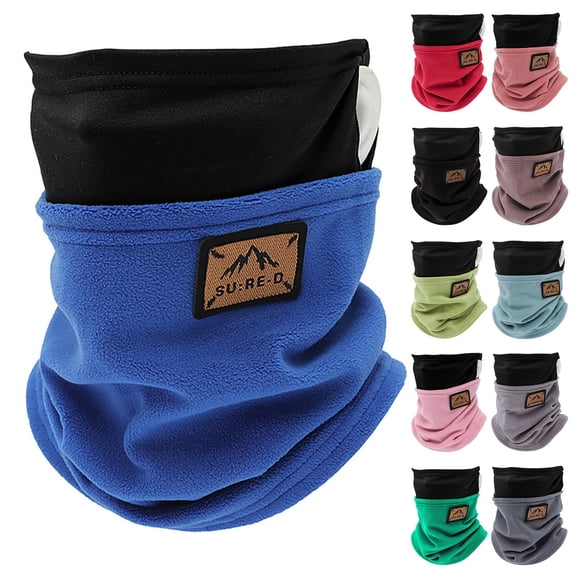 Gymayou Double Layer Neck Gaiter Face Cover for Men Women Windproof Fleece Neck Warmer Breathable Outdoor Neck Scarf