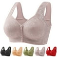 thumbnail image 1 of Gymayou Elderly Mom Front Button Wireless Vest Bra Wide Strap Anti Sagging Support Lingerie No Underwire Full Figure Comfort Bra for Middle Age Purple 46, 1 of 9