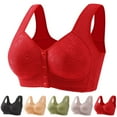 thumbnail image 1 of Gymayou Elderly Mom Front Button Wireless Vest Bra Wide Strap Anti Sagging Support Lingerie No Underwire Full Figure Comfort Bra for Middle Age Red 46, 1 of 7