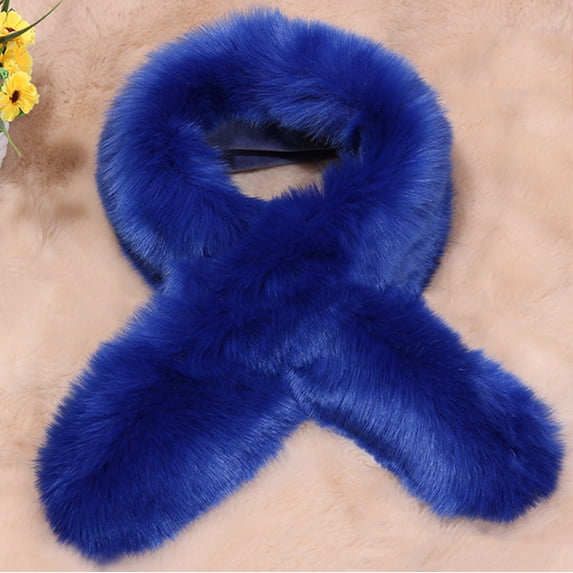 Gymayou Elegant Women Faux Fur Shoulder Wrap Shrug Winter Fluffy Cross Faux Fur Scarf Collar Warm Cold Weather Fur Stole