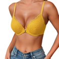 thumbnail image 1 of Gymayou Front Closure Lace Bra For Women Underwire T Back Racerback Bra with Adjustable Strap Yellow 90B, 1 of 7