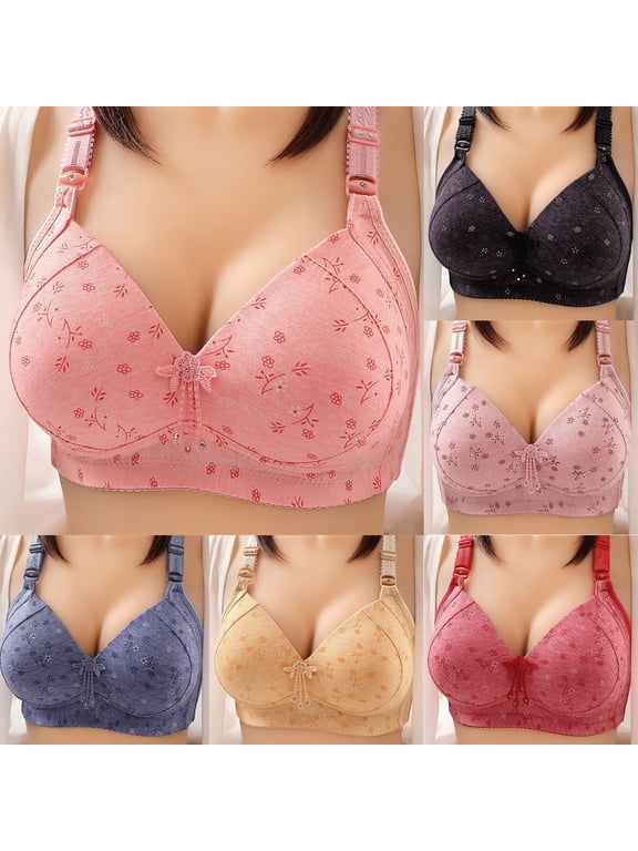 Full Coverage Cotton Wireless Bra for Older Ladies No Underwire Comfort Support Bra Breathable Side Shaping Bras Beige L