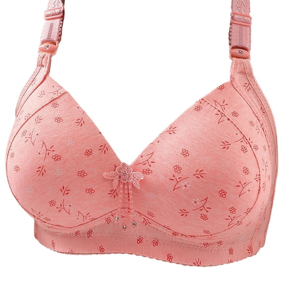 Gymayou Full Coverage Cotton Wireless Bra for Older Ladies No Underwire Comfort Support Bra Breathable Side Shaping Bras Hot Pink S