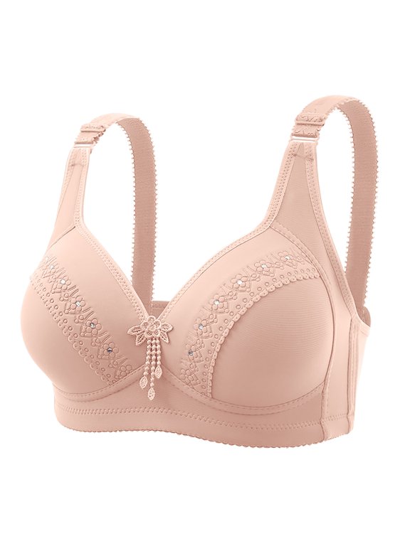 Full Figure Thin Wireless Anti Sag Bra For Women Non Steel Ring Bust Shaper Bra Comfort Lift Support Bra Pink D