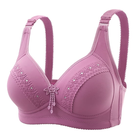 Gymayou Full Figure Thin Wireless Anti Sag Bra For Women Non Steel Ring Bust Shaper Bra Comfort Lift Support Bra Purple C