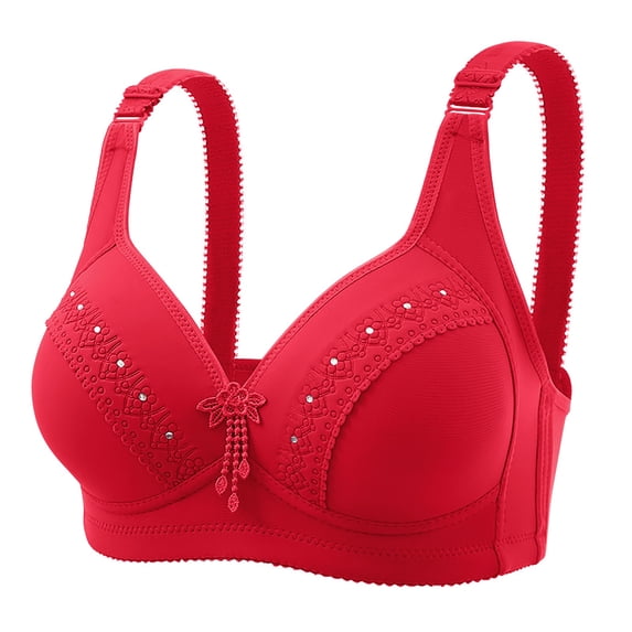 Gymayou Full Figure Thin Wireless Anti Sag Bra For Women Non Steel Ring Bust Shaper Bra Comfort Lift Support Bra Red C