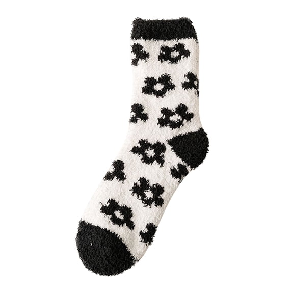 Gymayou Fuzzy Socks for Women Fluffy Socks Winter Cozy Warm Slipper Socks Comfy Cloud Sock Black/White #3