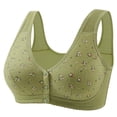 thumbnail image 1 of Gymayou Mature Womens Plus Size Vest Bra Front Snap Buttons Wireless Easy Front Closure No Underwire Comfort Lingerie for Elderly Mom Daily Sleep Home Wear Green F, 1 of 2