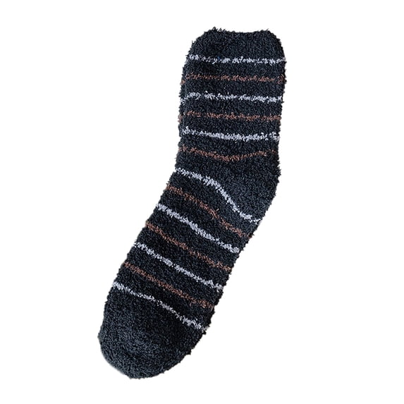 Gymayou Men Fuzzy Socks Warm Winter Fleece Casual Crew Socks Slippers Sleeping Socks Black