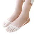 thumbnail image 1 of Gymayou Non-Slip Breathable Lace No Show Socks for Women Toe Topper Half Socks Low Cut Liner Slingback Socks White One Size, 1 of 3