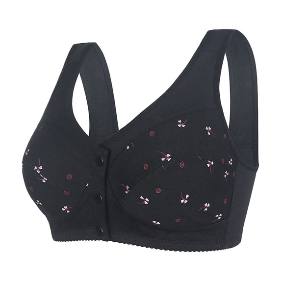 Gymayou Older Women Comfort Soft Breathable Bra Wireless Front Closure Bras 6XL
