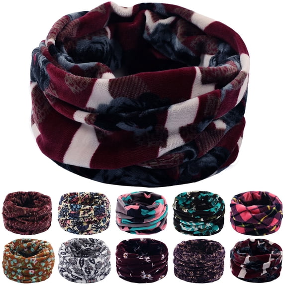 Gymayou Printed Soft Warm Neck Gaiter for Men Women Double Layer Tube Neck Warmer Windproof Fashion Neck Cover Autumn Winter Neck Scarf