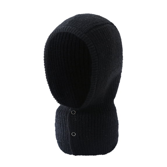 Gymayou Rib Knit Button Hooded Neck Scarf for Men Women WinterKnitted Hood Neck Warmer Hood Scarf