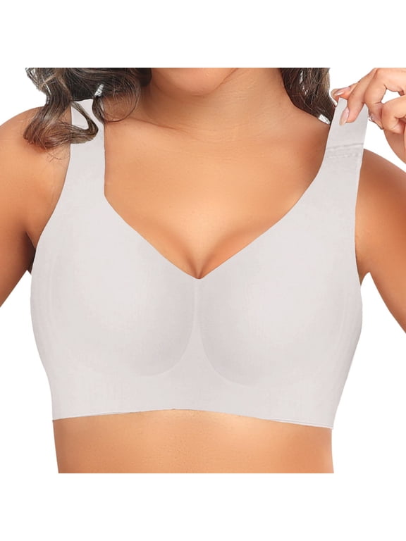 Seamless Wireless Bra For Women No Wire Comfort Everyday Bra djustable Wide Strap Soft Sleep Lounge Bra With Removable Thin Pads Grey M