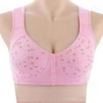 thumbnail image 1 of Gymayou Senior Ladies Easy Front Closure Wireless Vest Bra Wide Shoulder Strap Anti Sagging Support Lingerie for Middle Aged Mom Daily Lounging Sleep Underwear Hot Pink 42, 1 of 3