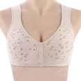 thumbnail image 1 of Gymayou Senior Ladies Easy Front Closure Wireless Vest Bra Wide Shoulder Strap Anti Sagging Support Lingerie for Middle Aged Mom Daily Lounging Sleep Underwear Khaki 44, 1 of 3