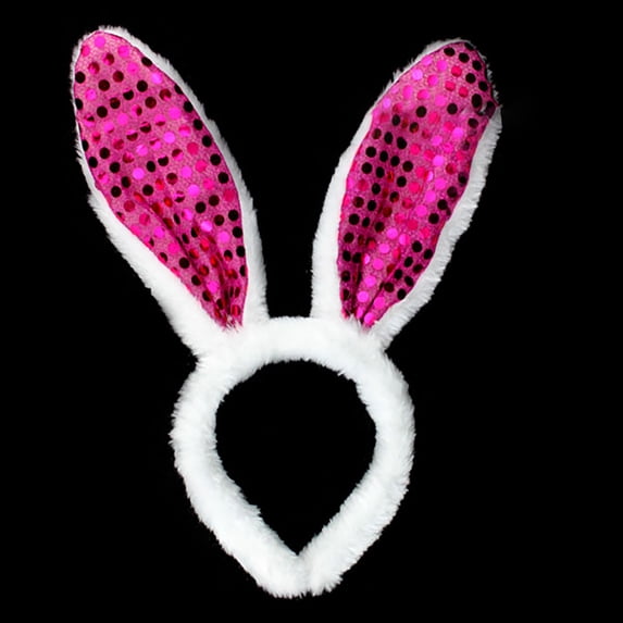 Gymayou Sequin Bunny Ears Headbands Rabbit Ears Headband Easter Bunny Headband for Women Party Costume Hot Pink