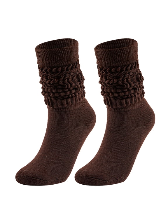 Slouch Socks for Women Long Stacked Scrunch Socks Convertible Knee High to Ankle Breathable Casual Socks Brown One Size