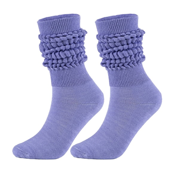Gymayou Slouch Socks for Women Long Stacked Scrunch Socks Convertible Knee High to Ankle Breathable Casual Socks Light Blue One Size