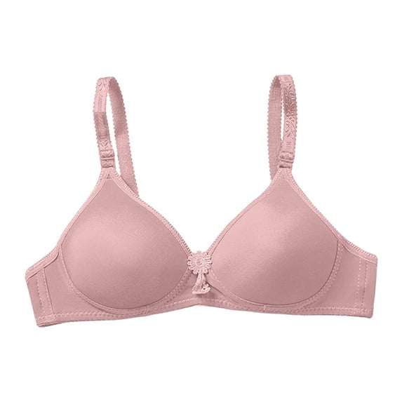 Gymayou Soft Cotton Wire-Free Bra for Middle-Aged Elderly Women Seamless Full Coverage Wireless Everyday Brassiere with Adjustable Straps Pink M