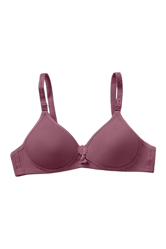 Soft Cotton Wire-Free Bra for Middle-Aged Elderly Women Seamless Full Coverage Wireless Everyday Brassiere with Adjustable Straps Purple S