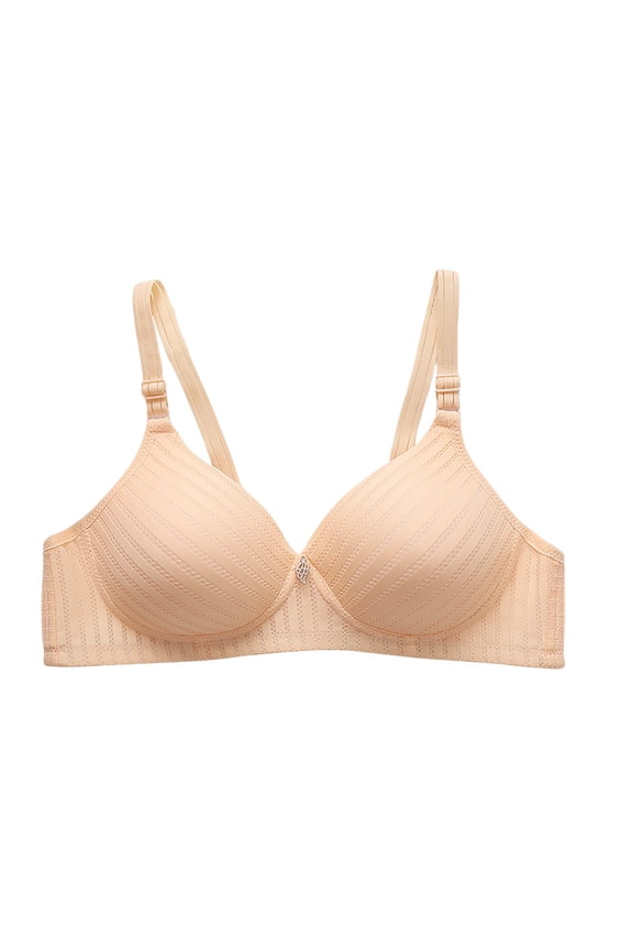Soft Skin-Friendly Cotton Wireless Bra for Women Breathable Thin Padded Everyday Bralette Adjustable Straps Wire Free Brassiere Beige 2XL