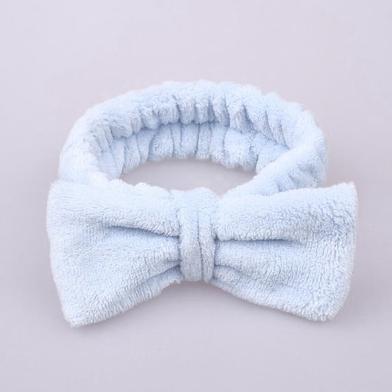 Gymayou Spa Headband for Washing Face Makeup Headband Bow Tie Hair Band for Cosmestic Facial Sports Yoga Sky Blue