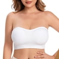 thumbnail image 1 of Gymayou Strapless Bras for Women Wireless Push Up Non-Slip Bandeau Bra Seamless Clear Straps Tube Top Padded Bralette White L, 1 of 4