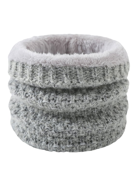 Thick Knit Fleece Lined Neck Gaiter for Men Women Thermal Tube Neck Warmer Textured Knit Neck Cover Knitted Neck Scarf
