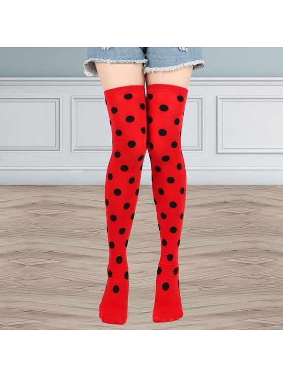 Thigh High Socks for Women Long Polka Dot Over the Knee High Socks Funny Colorful Thigh Highs