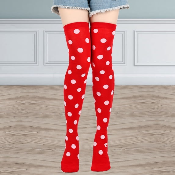 Gymayou Thigh High Socks for Women Long Polka Dot Over the Knee High Socks Funny Colorful Thigh Highs