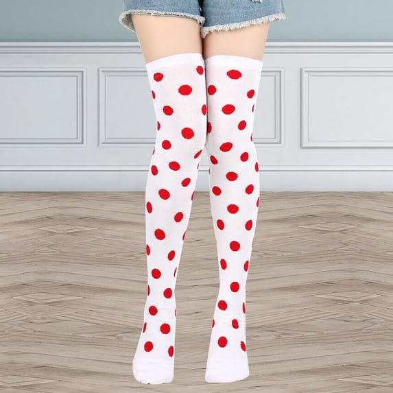 Gymayou Thigh High Socks for Women Long Polka Dot Over the Knee High Socks Funny Colorful Thigh Highs