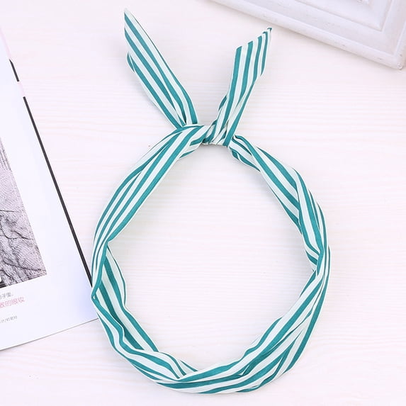 Gymayou Twist Bow Wire Headbands Vintage Head Wrap Rabbit Ear Wired Hairbands Hair Holder Hair Accessory #2 Green