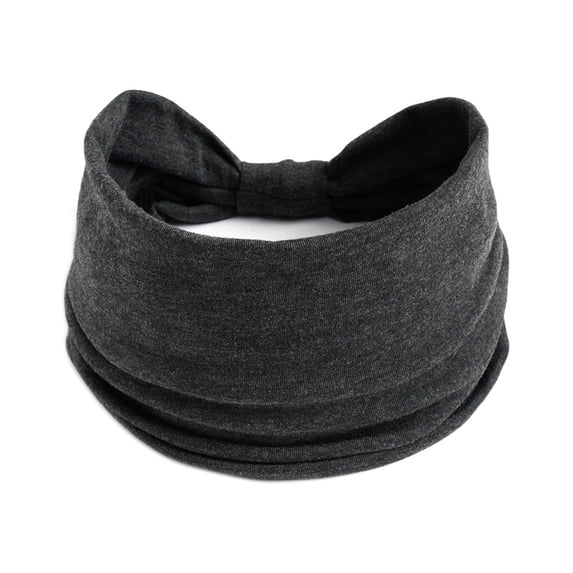 Gymayou Wide Headbands for Women Knotted No Slip Head Bands Soft Turban Headband for Yoga Workout Dark Gray