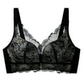 thumbnail image 1 of Gymayou Wire Free Minimizer Bra For Full Bust Women Thin Floral Lace Full Coverage Adjustment Bra Lace V Neck Adjustable Strap Plus Size Everyday Shaping Bra Black 75, 1 of 2