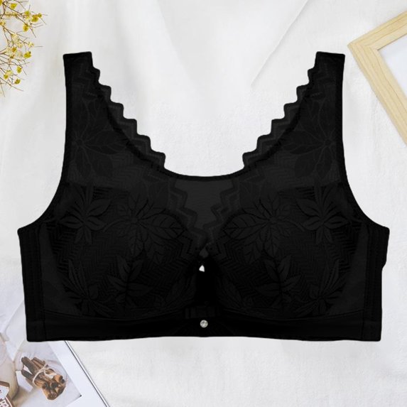 Gymayou Wire-Free Minimizer Bra for Full Figure Women Thin Breathable Full Coverage Anti-Sagging Bra with Side Support Comfort Bras Black 2XL