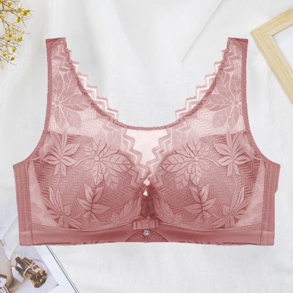 Gymayou Wire-Free Minimizer Bra for Full Figure Women Thin Breathable Full Coverage Anti-Sagging Bra with Side Support Comfort Bras Brick Red 2XL