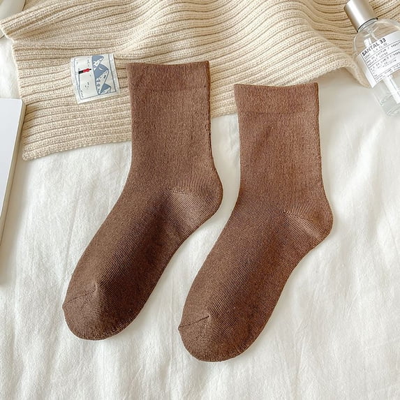 Gymayou Women Casual Calf Socks Cute Cotton Crew Socks Above Ankle Socks Breathable