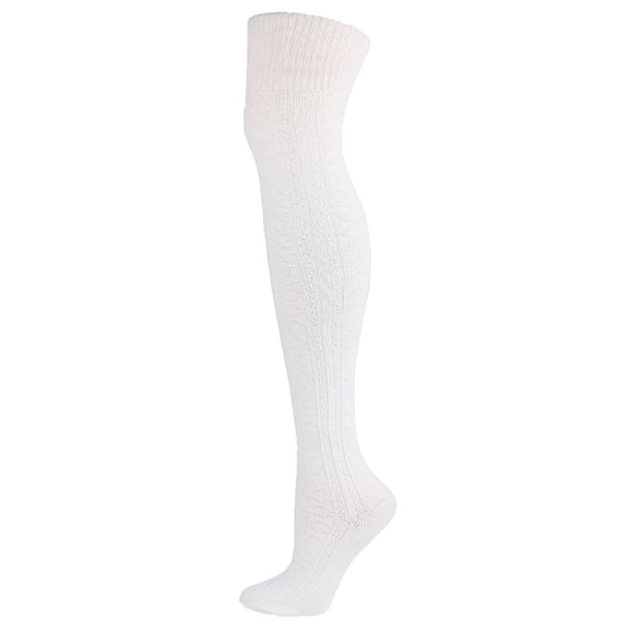 Gymayou Women Cotton Knit Boot Socks Thigh High Knee High Stockings for Winter Fall Z02 White