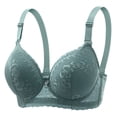 thumbnail image 1 of Gymayou Women Floral Lace Soft Underwire Adjustment Bra Push Up Lift Bust Shaping Bra Adjustable Wide Strap Everyday Lace Bra Green 80BC, 1 of 7