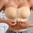 thumbnail image 1 of Gymayou Women Front Closure Strapless Bra Non-Slip Invisible Bandeau Bra Anti-Slip Lift Support Tube Top Bra Push Up Strapless Bustier Beige M, 1 of 5