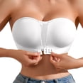thumbnail image 1 of Gymayou Women Front Closure Strapless Bra Non-Slip Invisible Bandeau Bra Anti-Slip Lift Support Tube Top Bra Push Up Strapless Bustier White S, 1 of 8