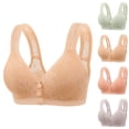 thumbnail image 1 of Gymayou Women Front Snap Wireless Bra Lace V Neck Gentle Push Up Anti-Sagging Underarm Smoothing Breathable Bras Beige 36B, 1 of 3