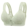 thumbnail image 1 of Gymayou Women Front Snap Wireless Bra Lace V Neck Gentle Push Up Anti-Sagging Underarm Smoothing Breathable Bras Green 36B, 1 of 2