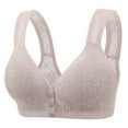 thumbnail image 1 of Gymayou Women Front Snap Wireless Bra Lace V Neck Gentle Push Up Anti-Sagging Underarm Smoothing Breathable Bras Grey 36B, 1 of 8