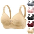 thumbnail image 1 of Gymayou Women Full Support Wireless Seamless Bra Breathable Smooth Pleated Cup Underarm Smoothing Gentle Push-Up Comfort Lingeries Beige 36, 1 of 4