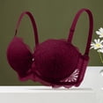 thumbnail image 1 of Gymayou Women Half Cup Floral Lace Push Up Bra Underwire Support Adjustable Straps Underarm Smoothing Bras Red 80, 1 of 4