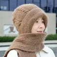 thumbnail image 1 of Gymayou Women Integrated Knit Hat Scarf Combo Cable Knit Ear Protection Winter Beanie Thick Windproof Knitted Hooded Neck Warmer, 1 of 1
