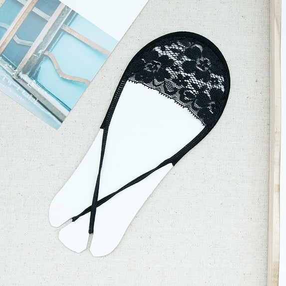 Gymayou Women Invisible Socks Lace Boat Socks No Show Sling Socks Breathable Summer Socks Black One Size