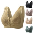 thumbnail image 1 of Gymayou Women Lace Seamless Wireless Bra Plus Size Front Snap Vest Style Bralette Front Closure Bras for Older Women Beige L, 1 of 3